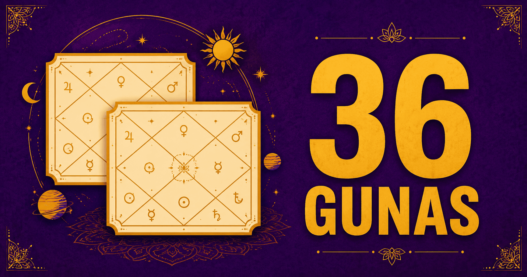 Kundali matching chart showing 8 kootas and 36 gunas for marriage compatibility
