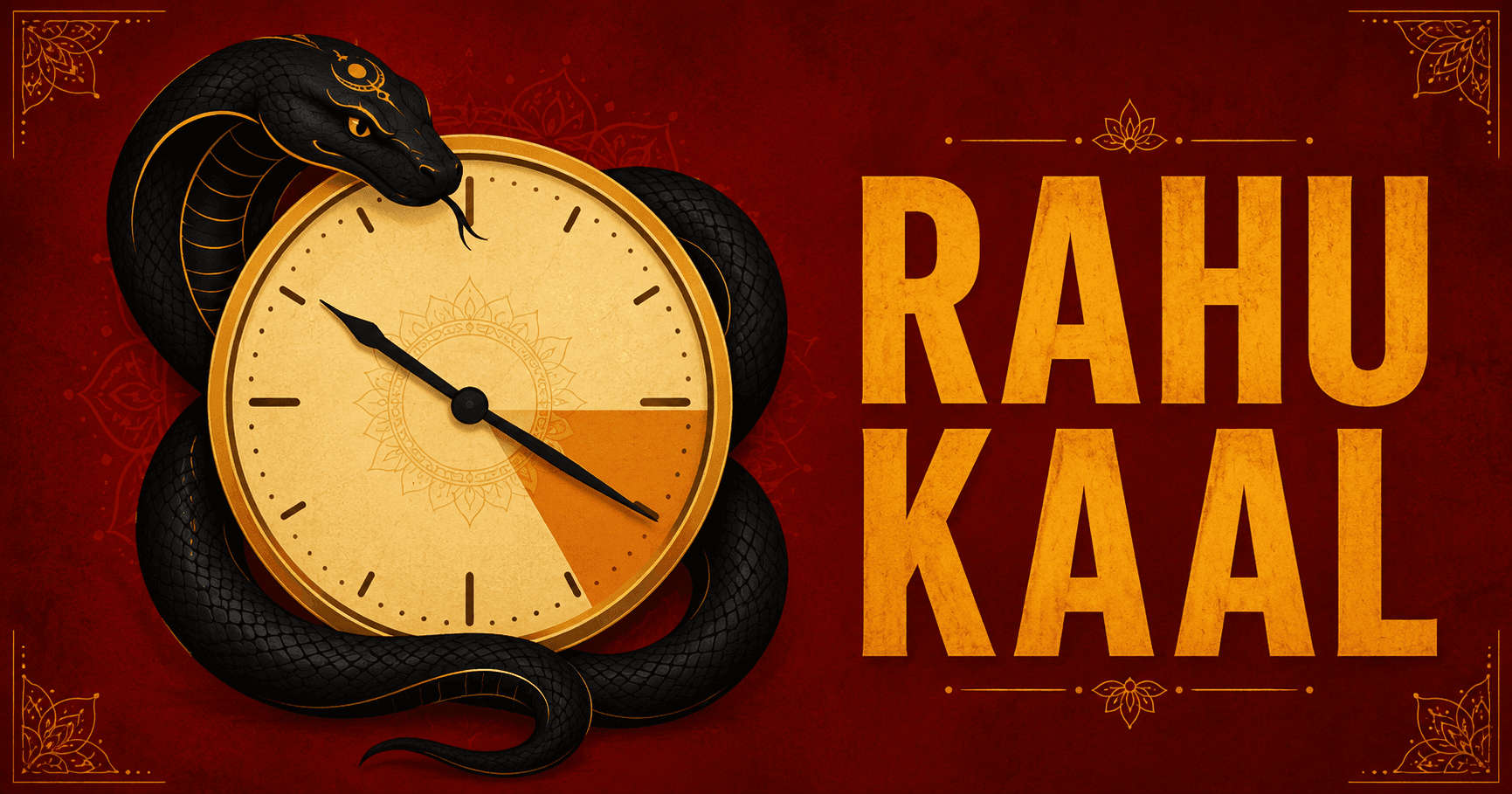 Traditional Indian panchanga showing Rahu Kaal timings for each day of the week