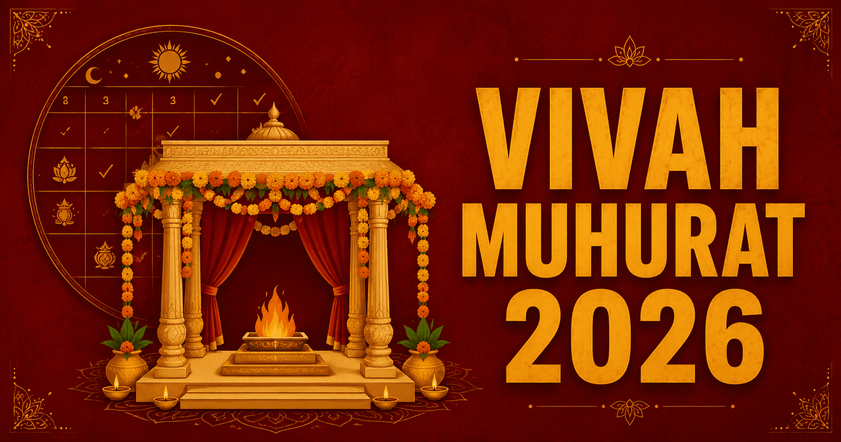 Auspicious Hindu wedding muhurat dates for 2026 with flower decorations