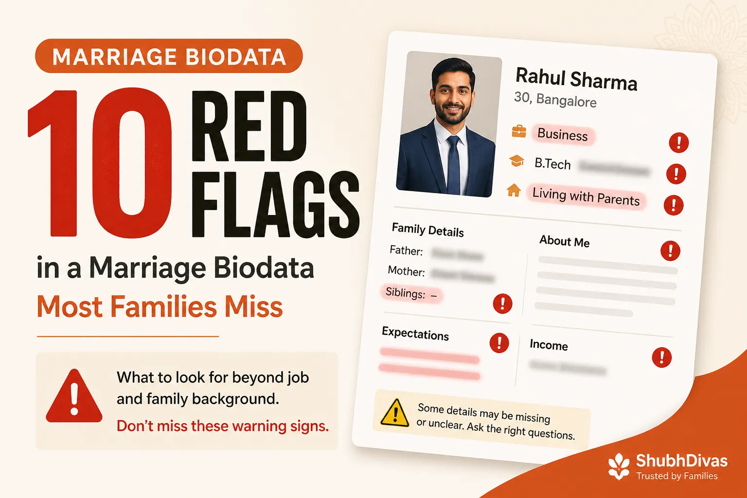 Marriage biodata with checklist overlay