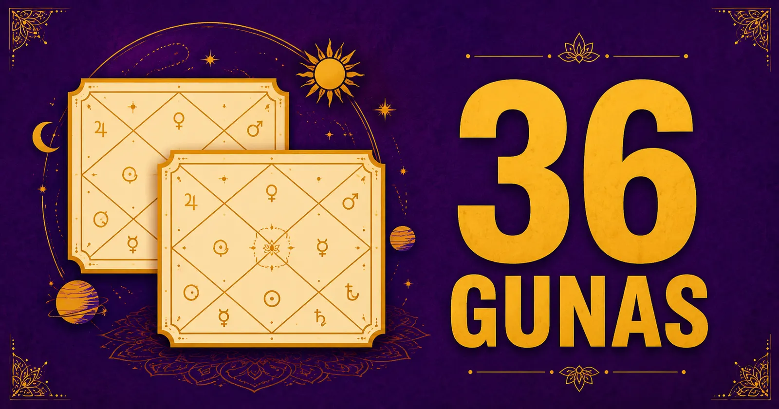 Kundali matching chart showing 8 kootas and 36 gunas for marriage compatibility