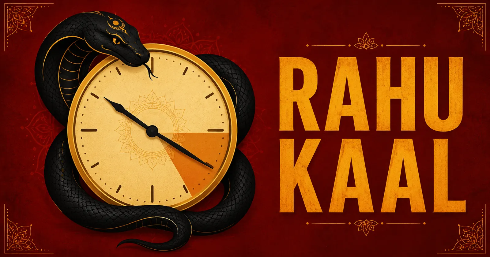 Traditional Indian panchanga showing Rahu Kaal timings for each day of the week