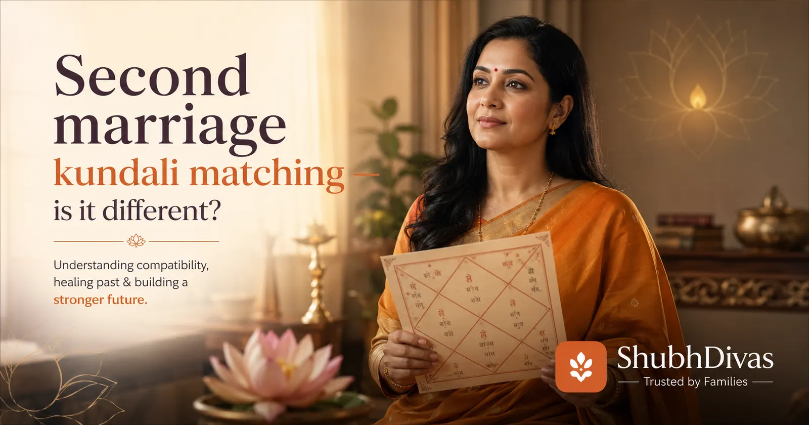 Vedic kundali chart showing 2nd house and 7th house for second marriage compatibility assessment
