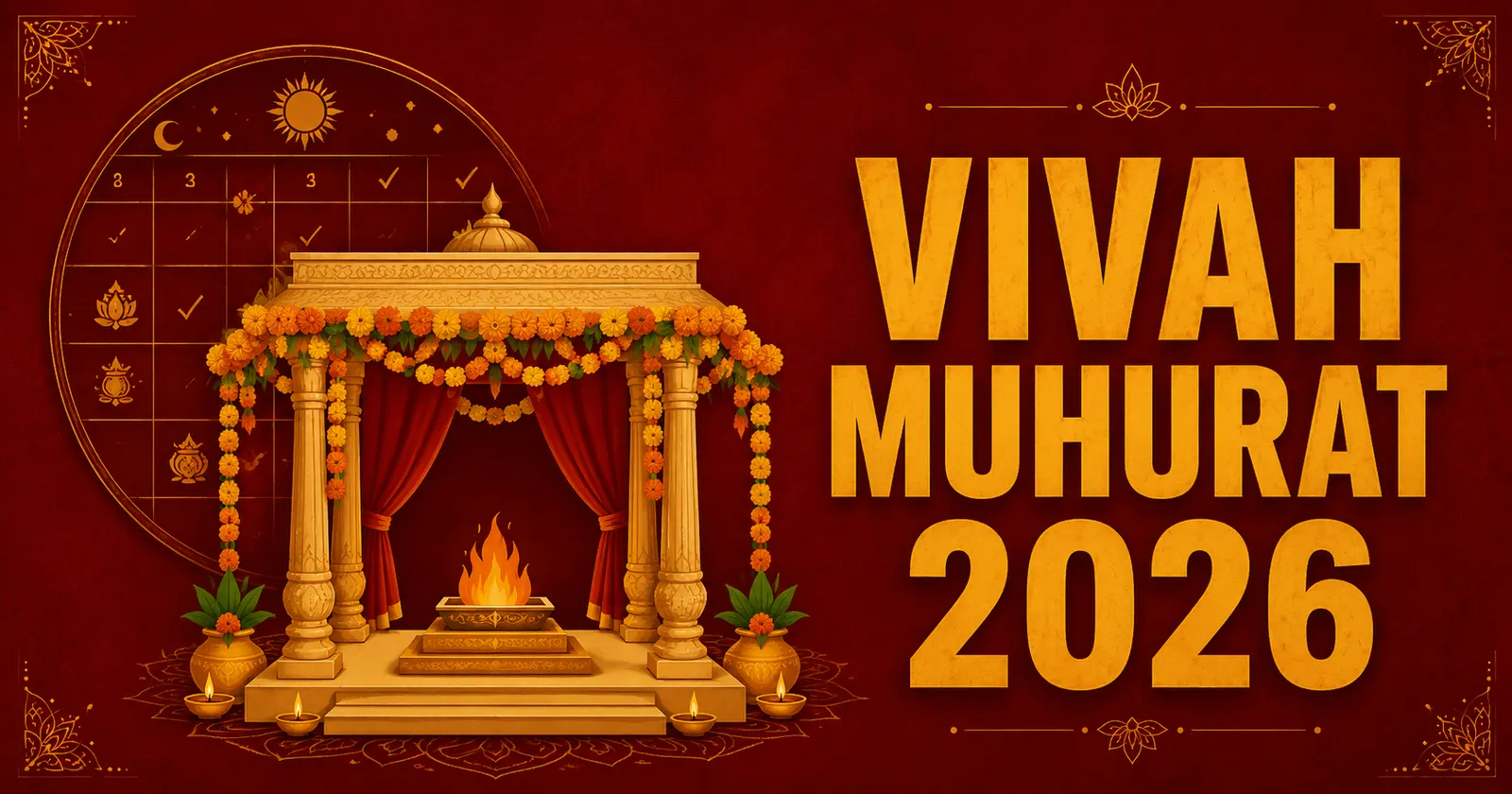 Auspicious Hindu wedding muhurat dates for 2026 with flower decorations